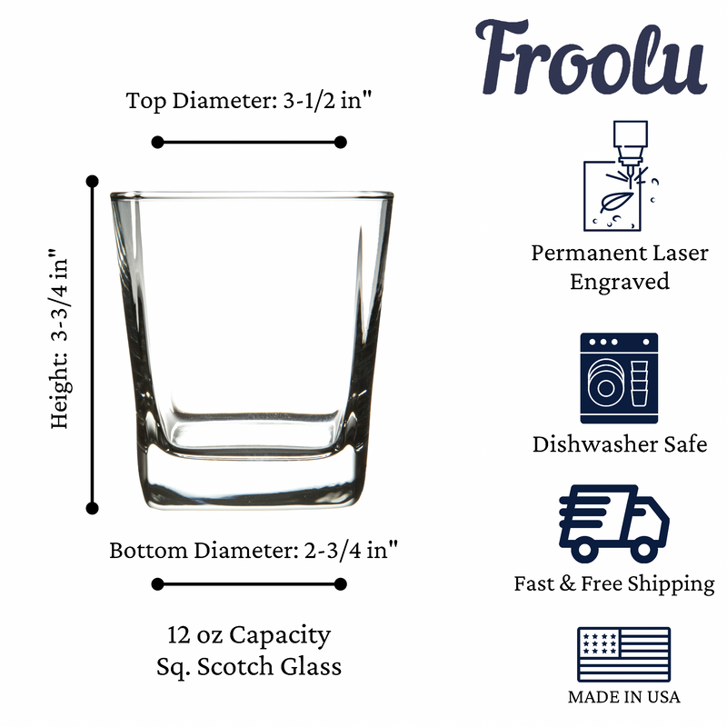 Elegant Square Groomsman Personalized Scotch Glass