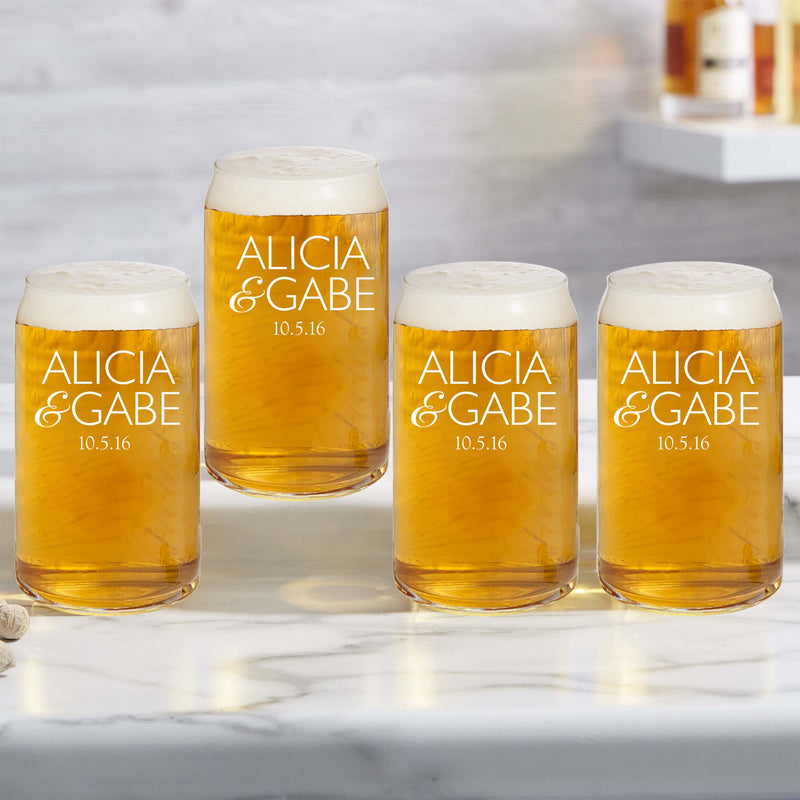 Couples Anniversary Personalized Beer Glass Set
