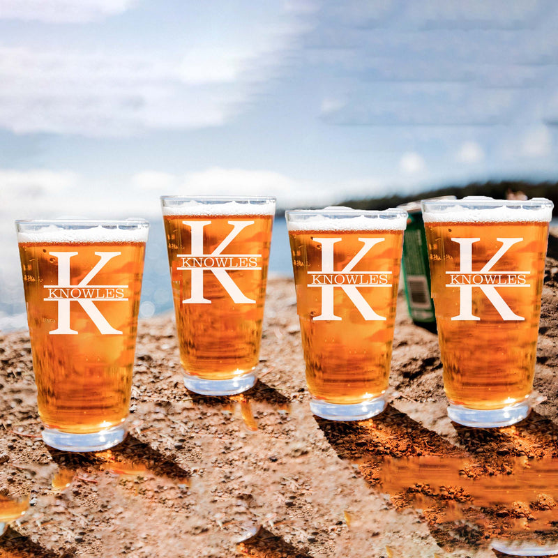 Customized Initial & Name Beer Glasses Gift Set