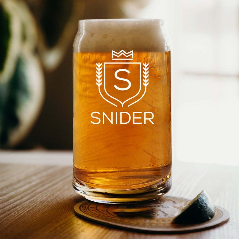 Etched Initial and Name Beer Glass