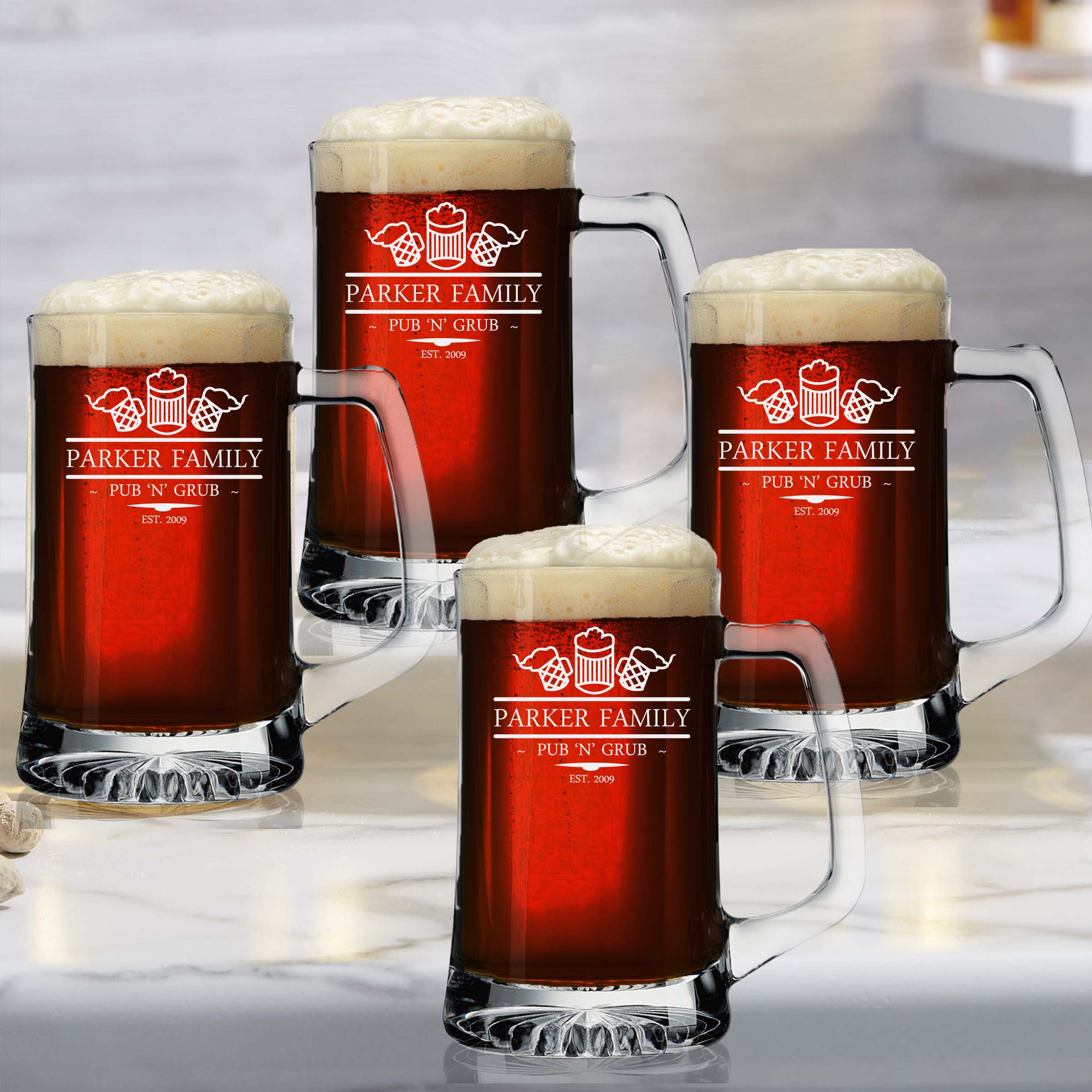 Customized Classy Initial & Last Name Beer Mug Set – Froolu