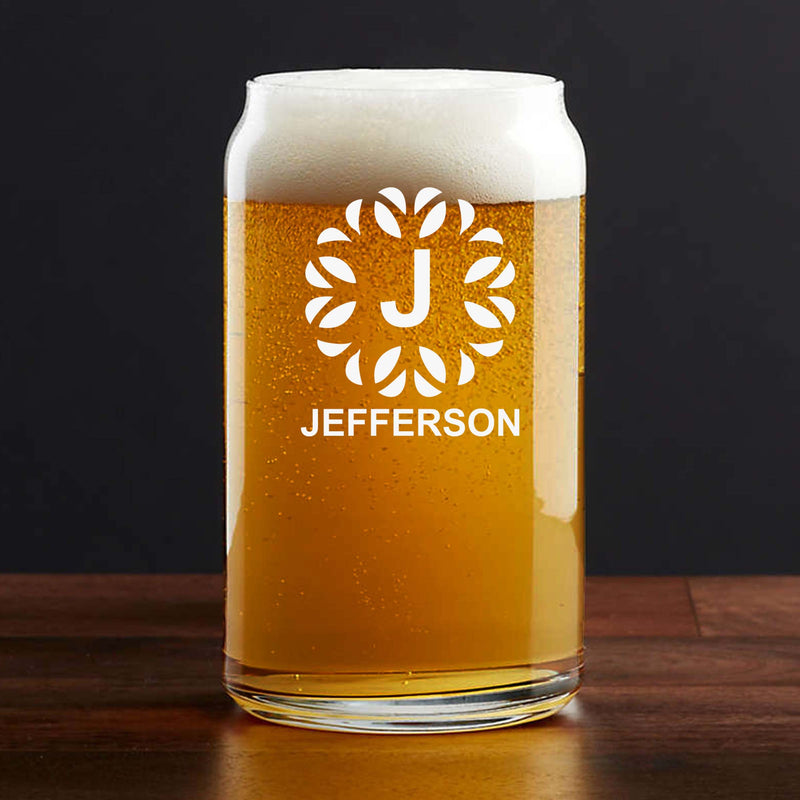 Personalized Unique Initial and Name Beer Glass
