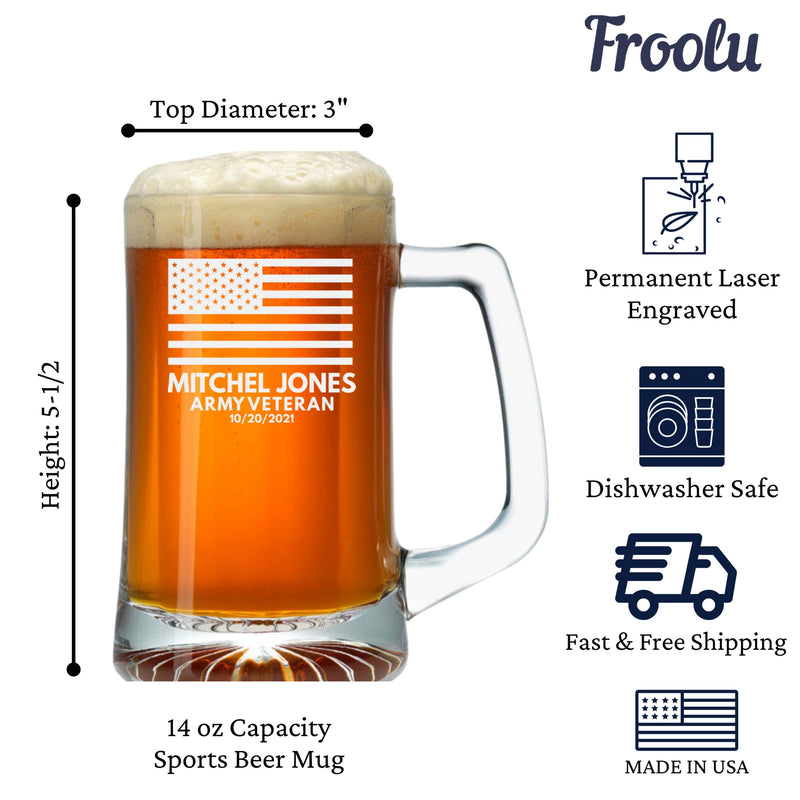 Customized American Flag Beer Mug Set