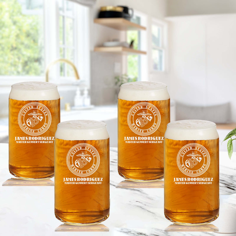 Marine Corps Customized Beer Glass Set