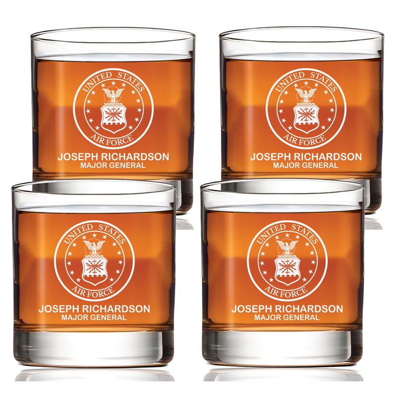 Personalized Air Force Scotch Glass Set of 4