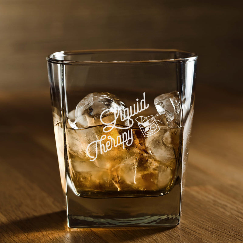 Liquid Therapy Engraved Etched Scotch Glass