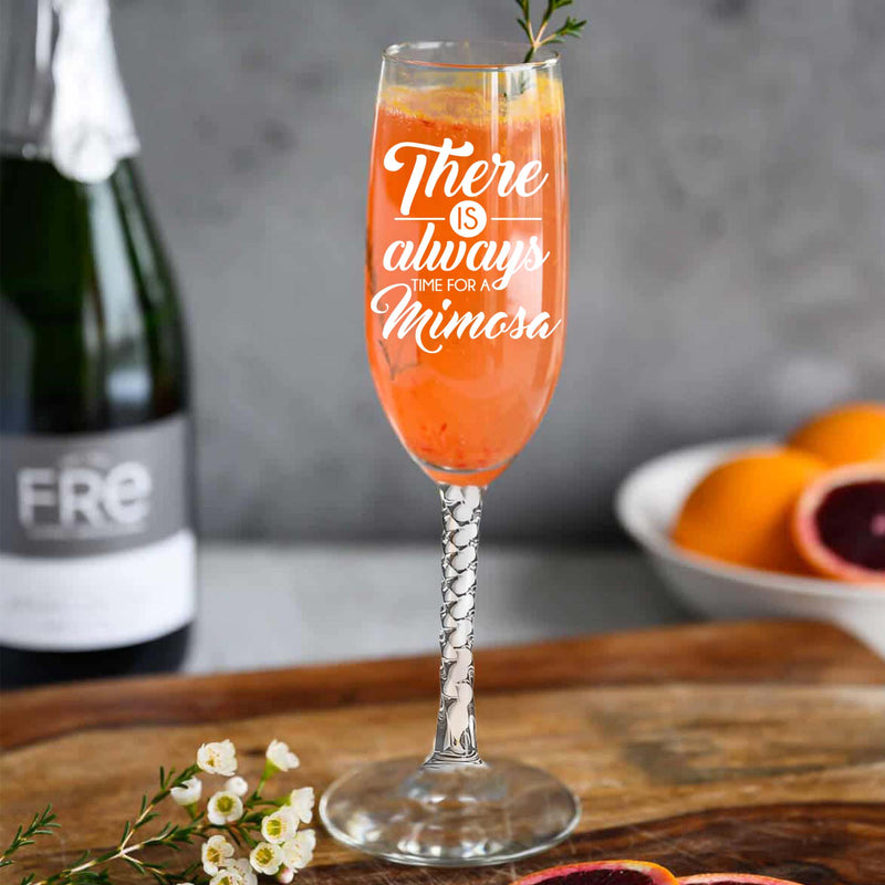 Etched There is Always Time for a Mimosa Flute Glass