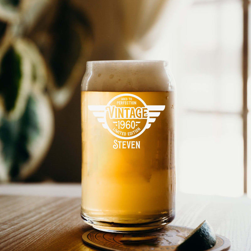 Etched Vintage Limited Edition Single Beer Glass