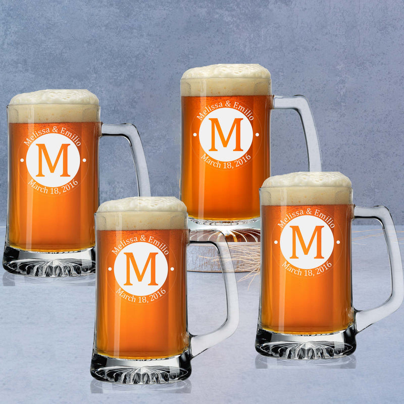 Personalized Initial Couple Beer Mug Set