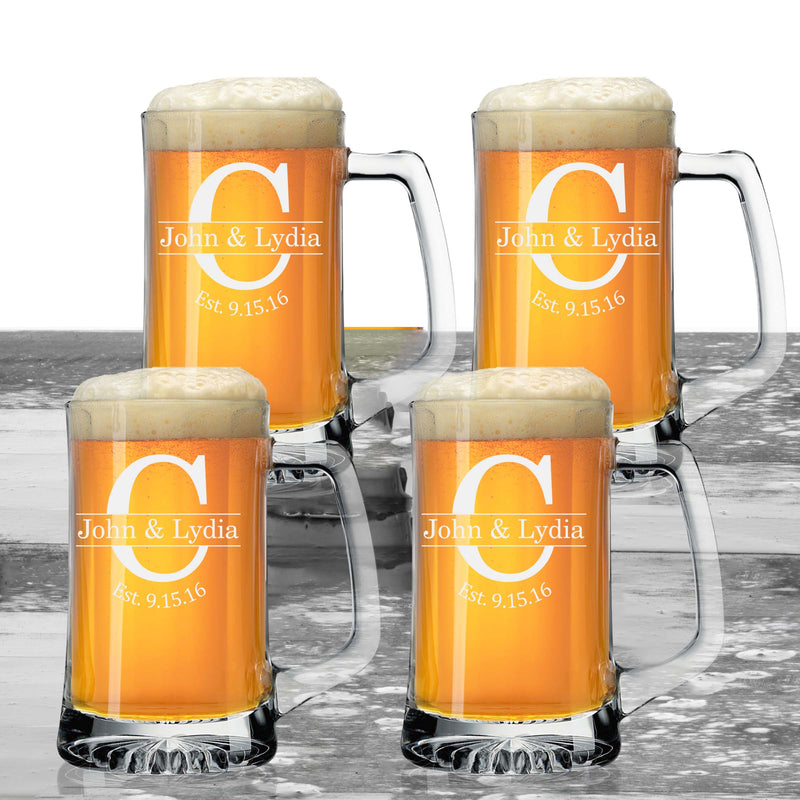 Personalized His & Hers Initial Beer Mug Set