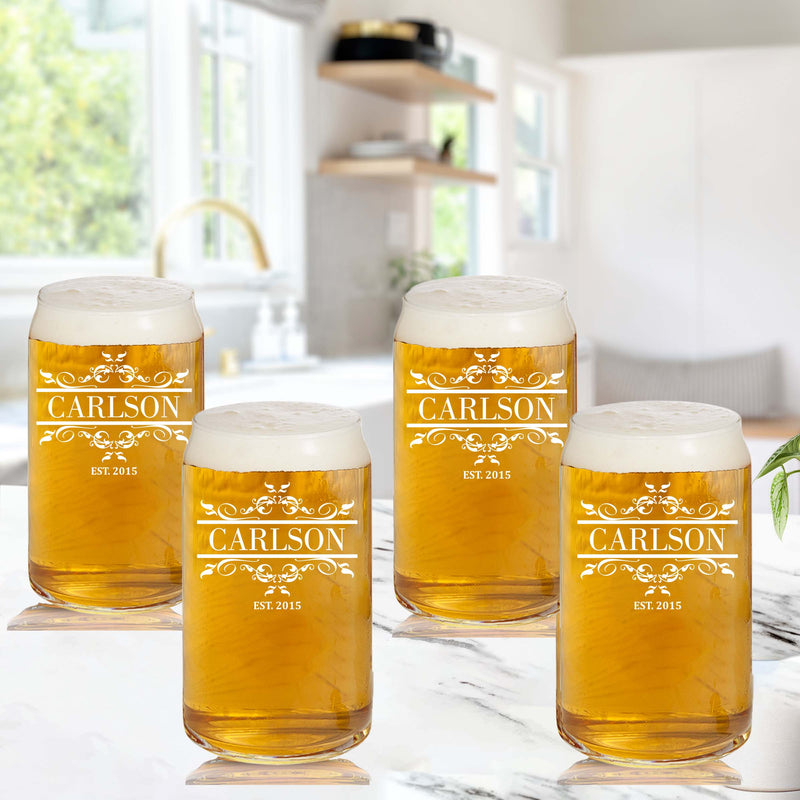 Etched Beer Glasses personalized Gift Set