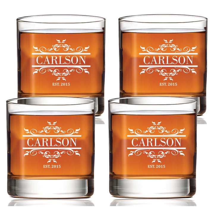 Personalized Stylish Name Scotch Glass Set of 4