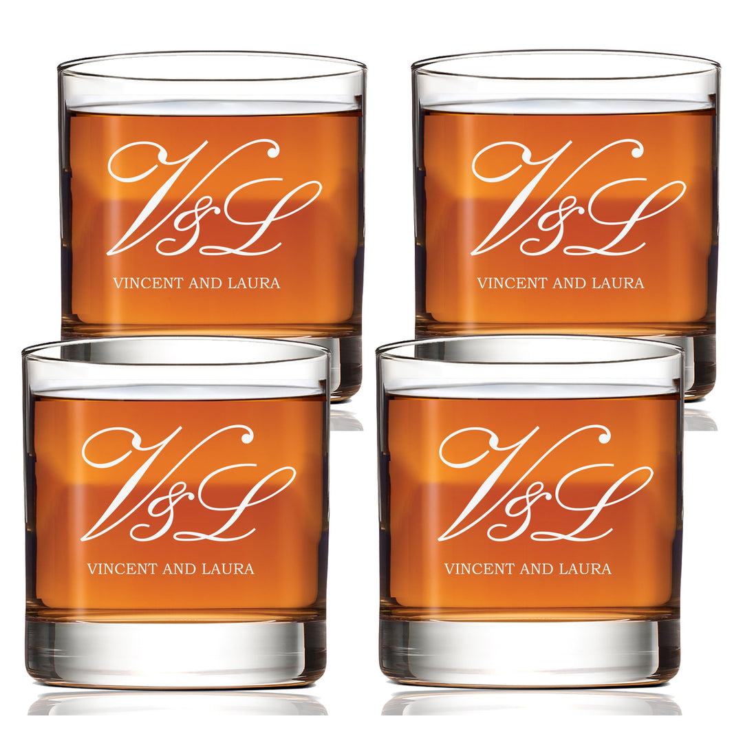 Personalized Initials Scotch Glass Set of 4