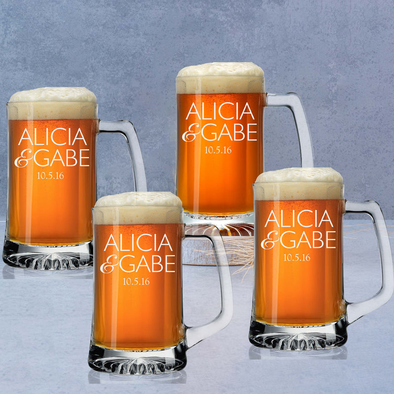 Personalized Classic Names and Date Beer Mug Set