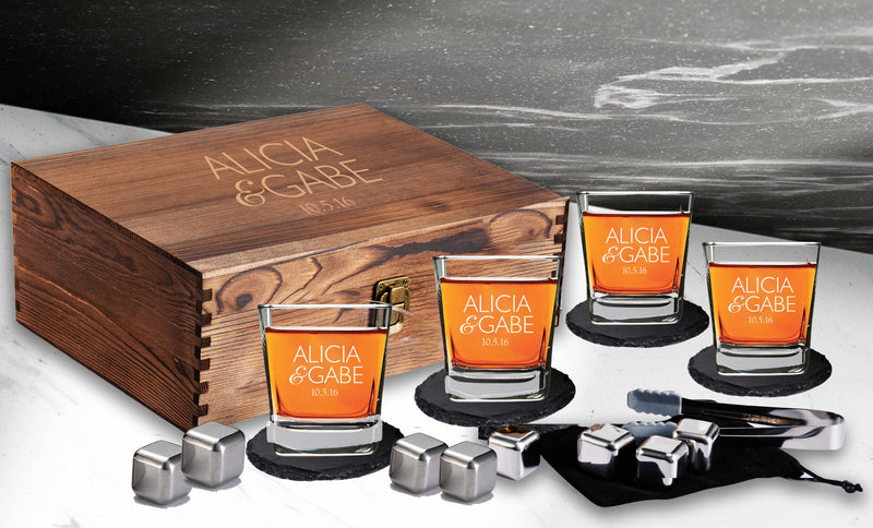 Personalized Couples Anniversary Scotch Box Gift Set
