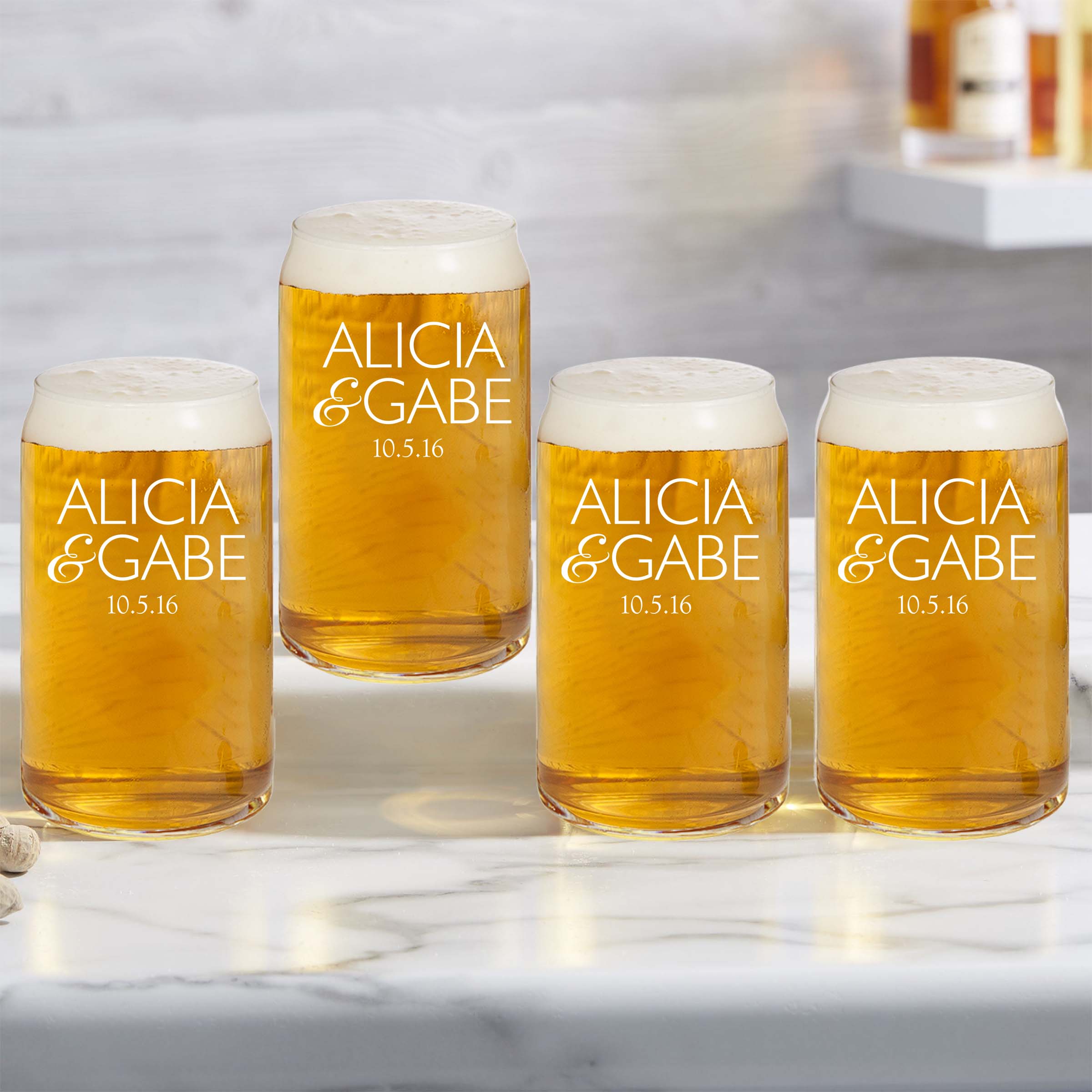 Couples Anniversary Customized Beer Glass Set