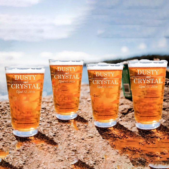 Etched Beer Glasses Gift Set