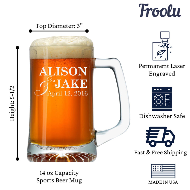 Personalized Name with Date Beer Mug Set