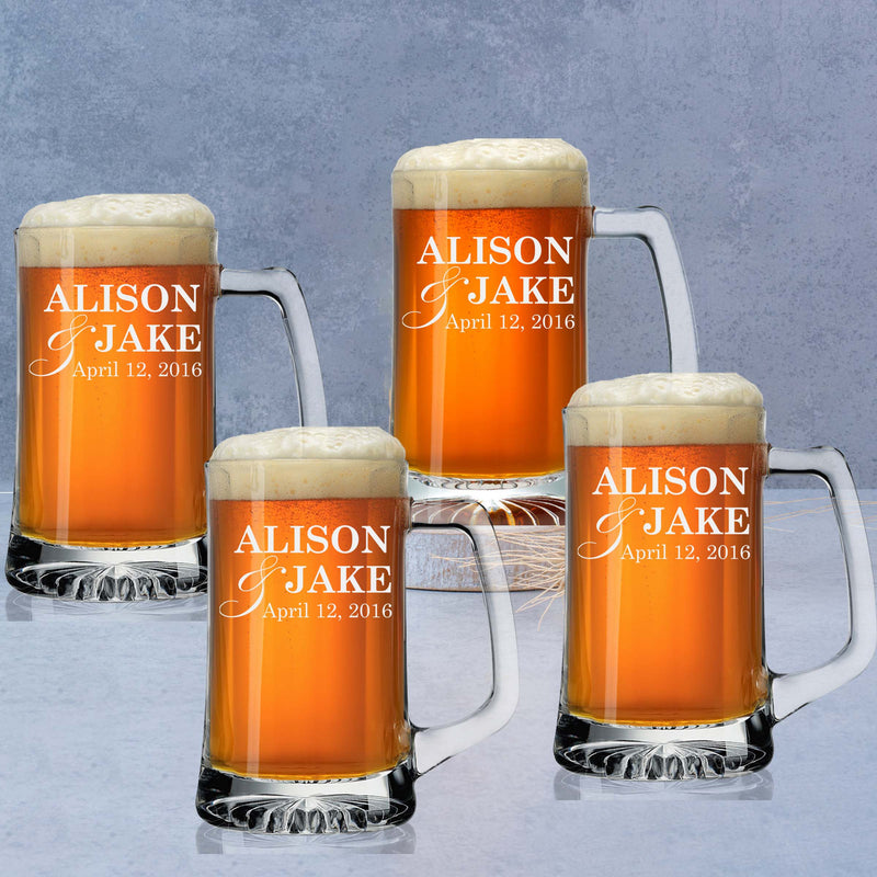 Personalized Name with Date Beer Mug Set