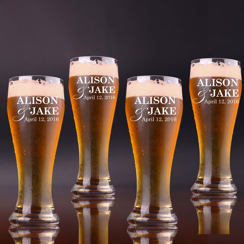 Customized Anniversary Beer Glasses Gift Set