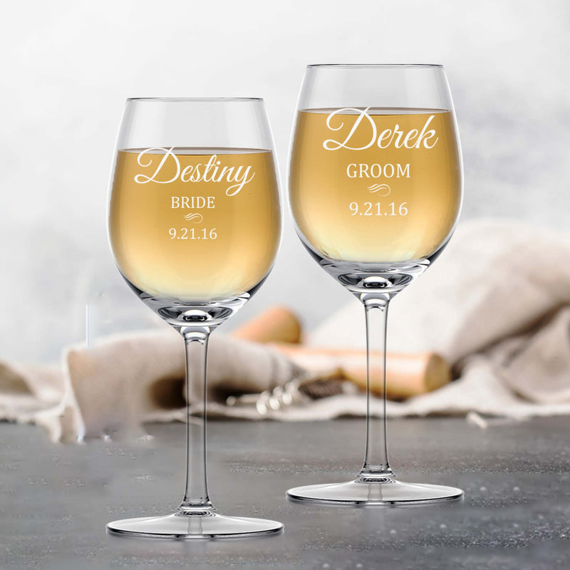 Personalized Bride & Groom Name and Date Glasses