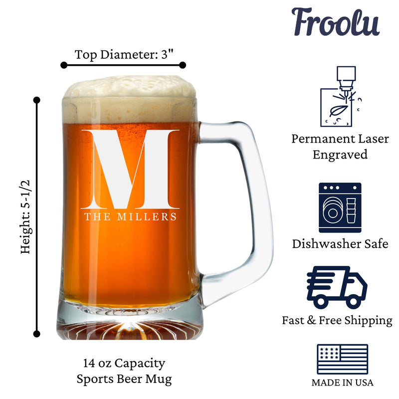 Personalized Big Initial & Name Beer Mug Set