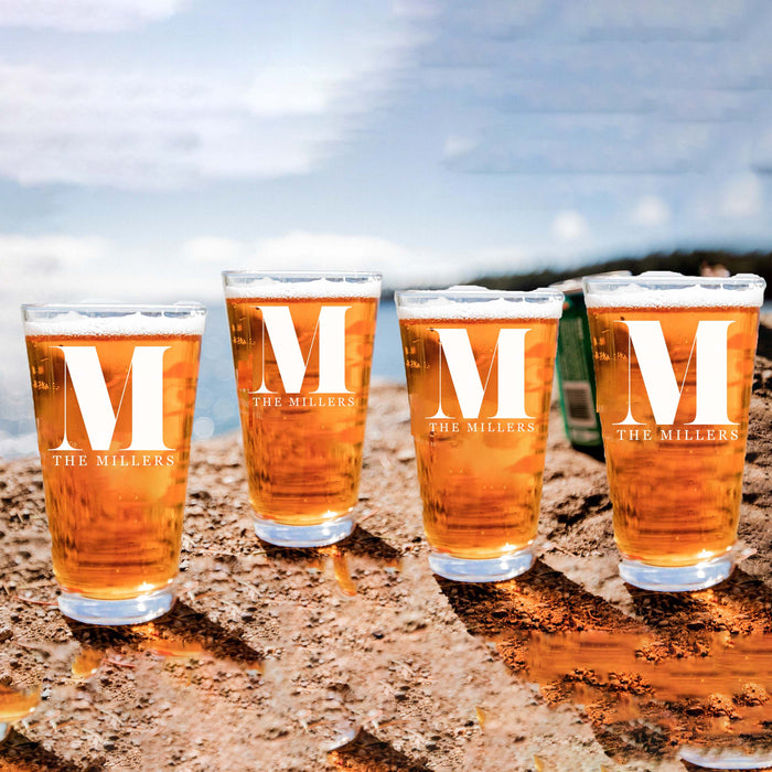 Customized Big Monogram Beer Glasses Gift Set