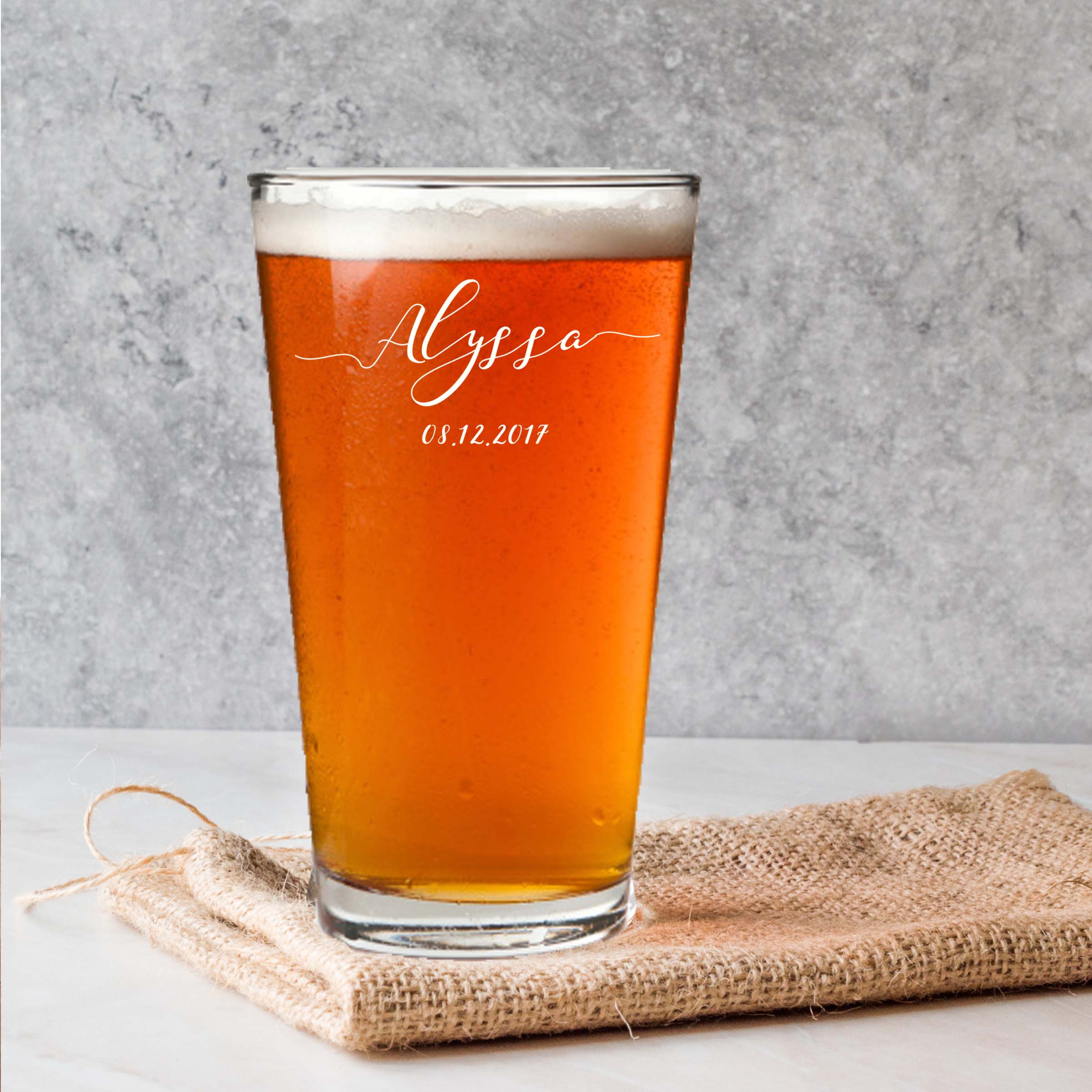 Personalized Two Line Beer Glass