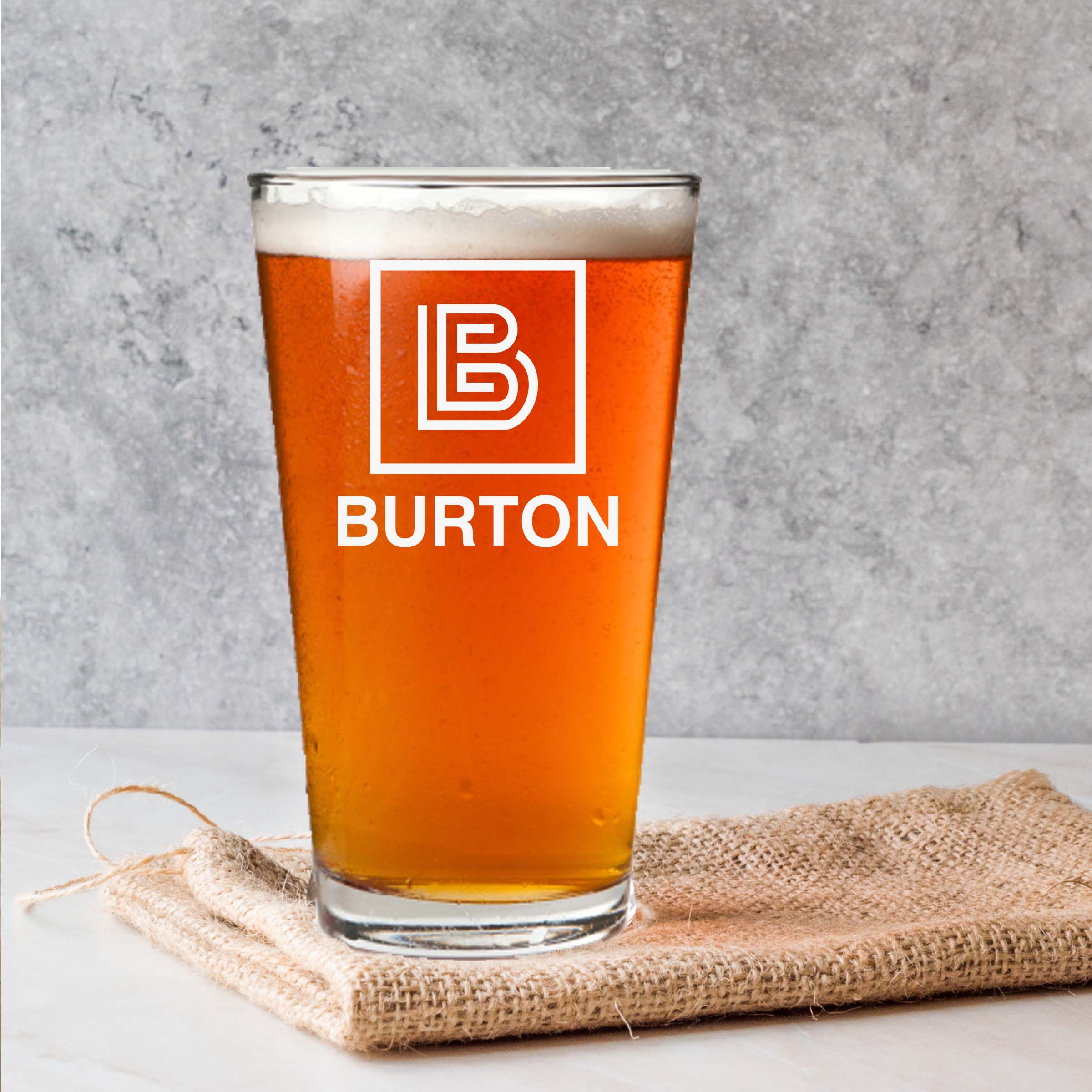 Personalized Square with Initial Beer Glass