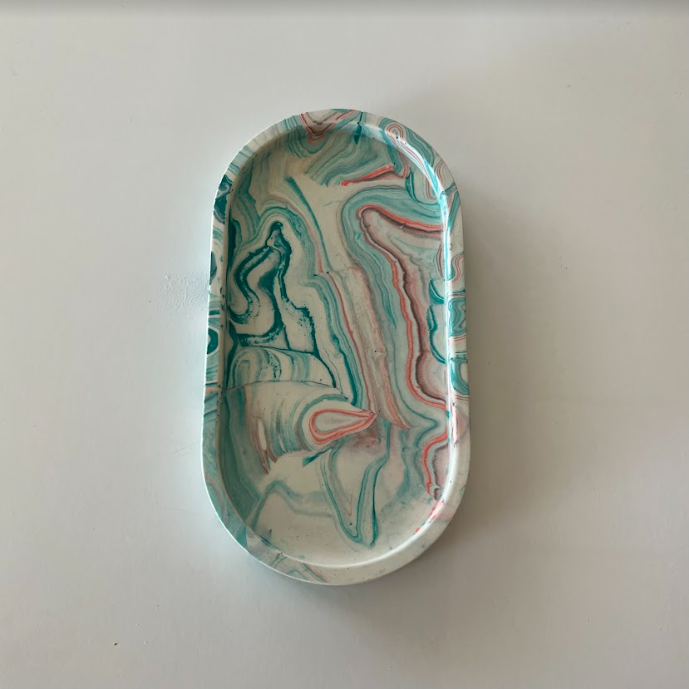 Jesmonite Green & Orange Marble