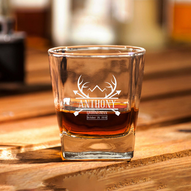 Antlers Personalized Scotch Glass