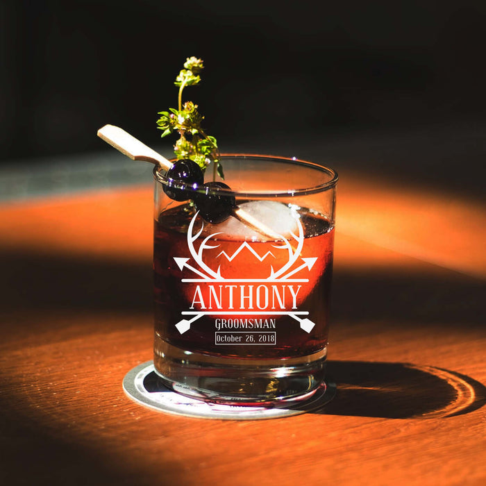 Antlers Personalized Scotch Glass