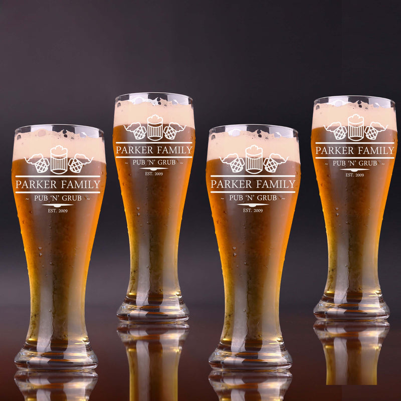 Personalized Engraved Beer Glasses Set