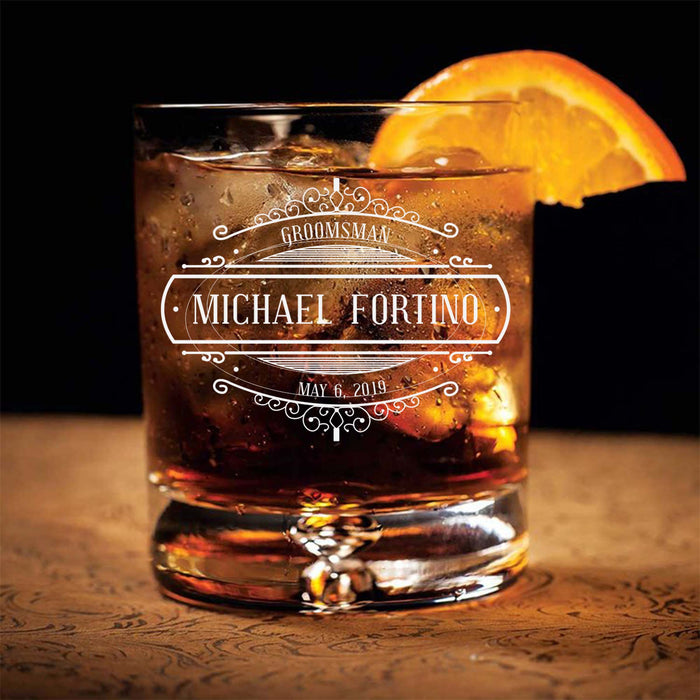 Sophisticated Groomsman Personalized Scotch Glass