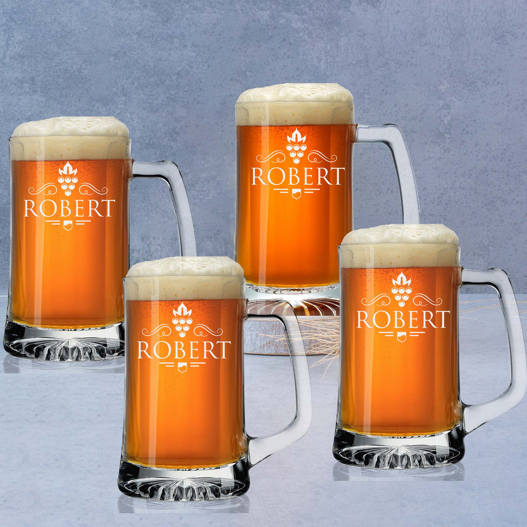 Customized Grape Name Beer Mug Set