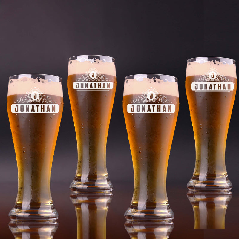 Engraved Beer Glasses personalized Gift Set