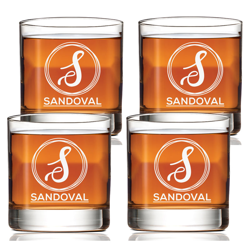 Personalized Monogram Scotch Glass Set of 4