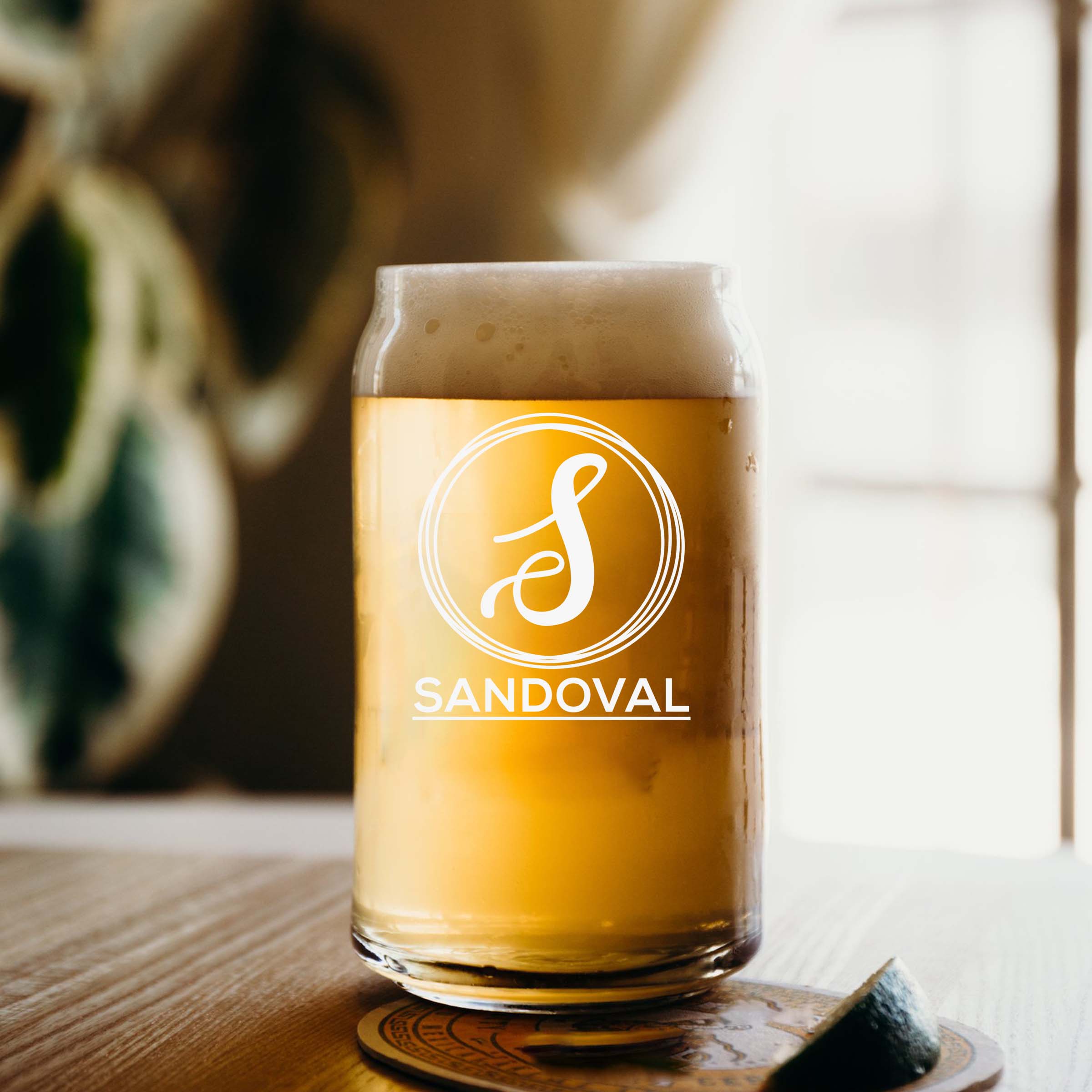 Etched Initial & Name Single Beer Glass