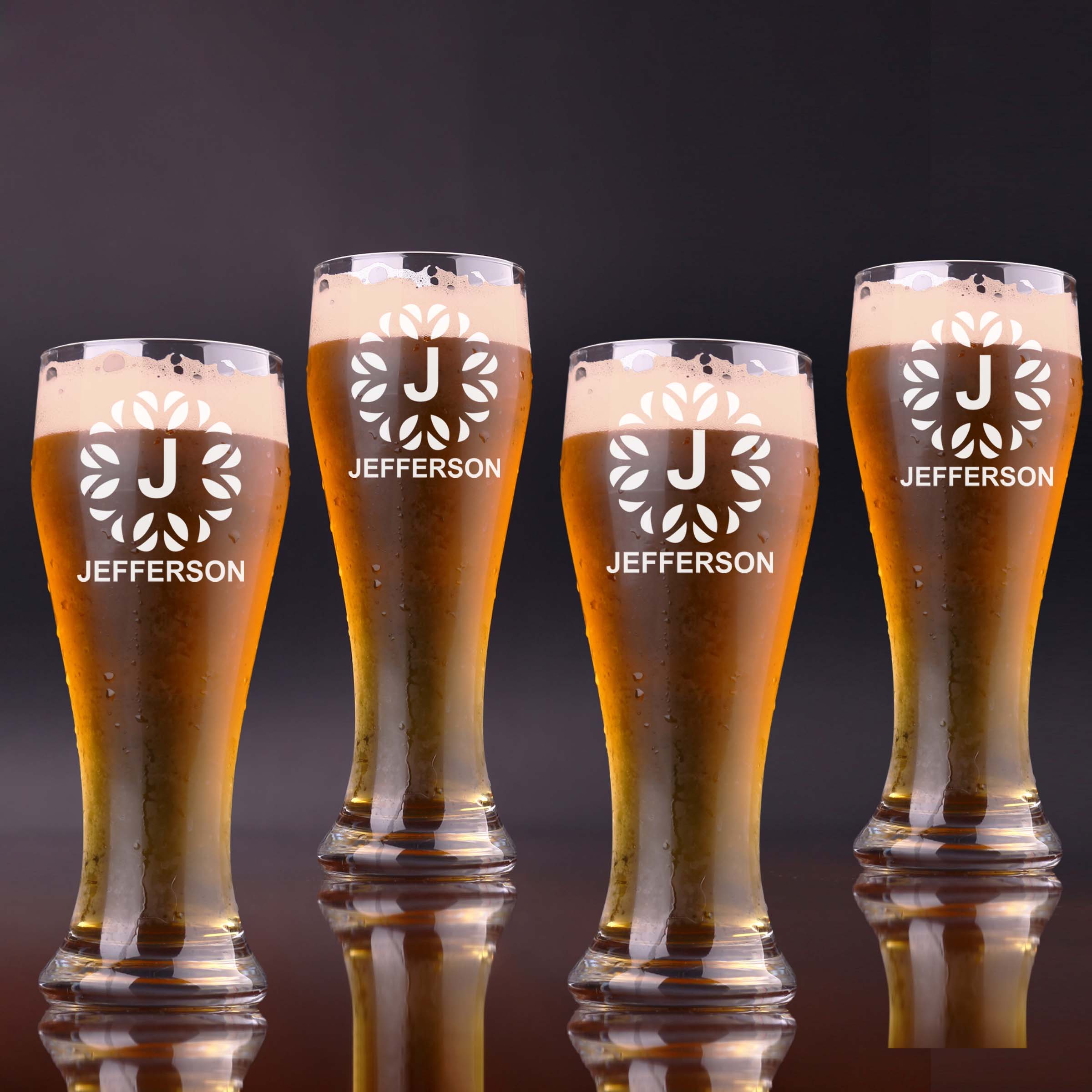 Unique Initial & Name Engraved Beer Glass Set