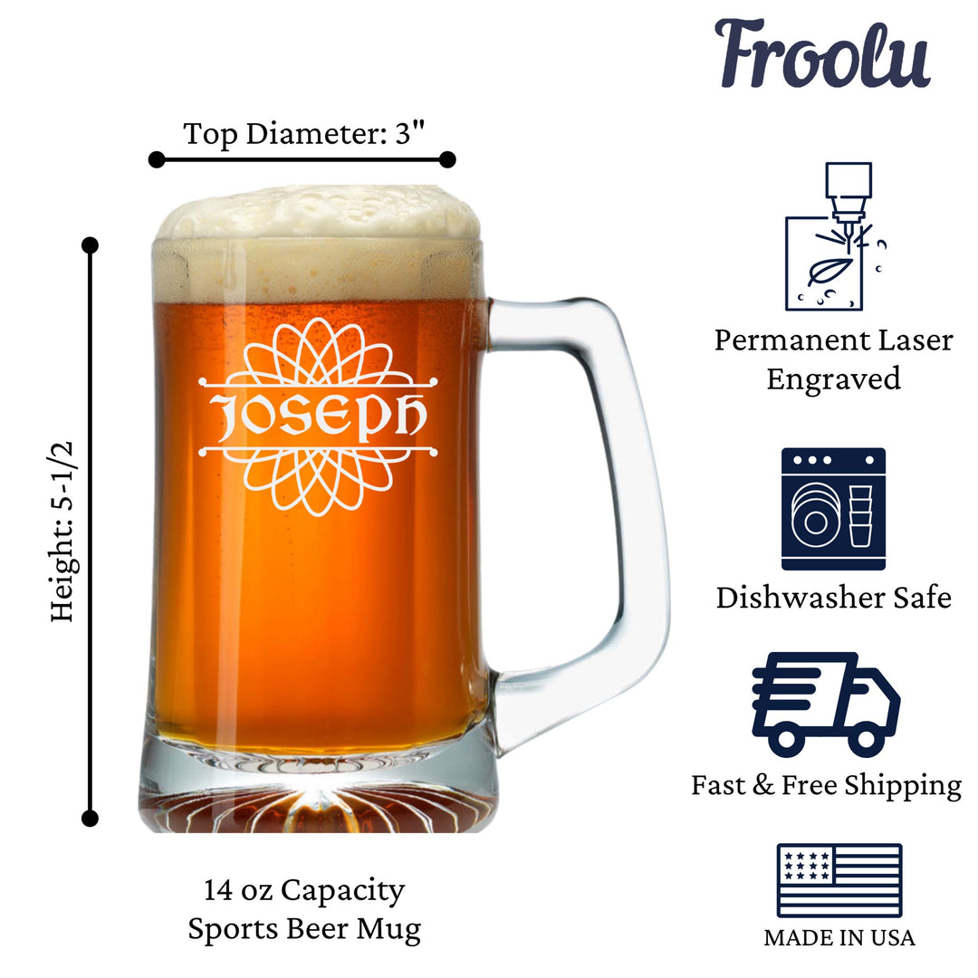 Personalized Atom Design Beer Mug Set