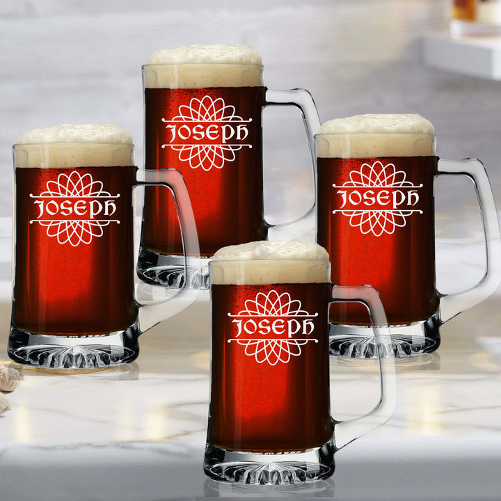 Personalized Atom Design Beer Mug Set