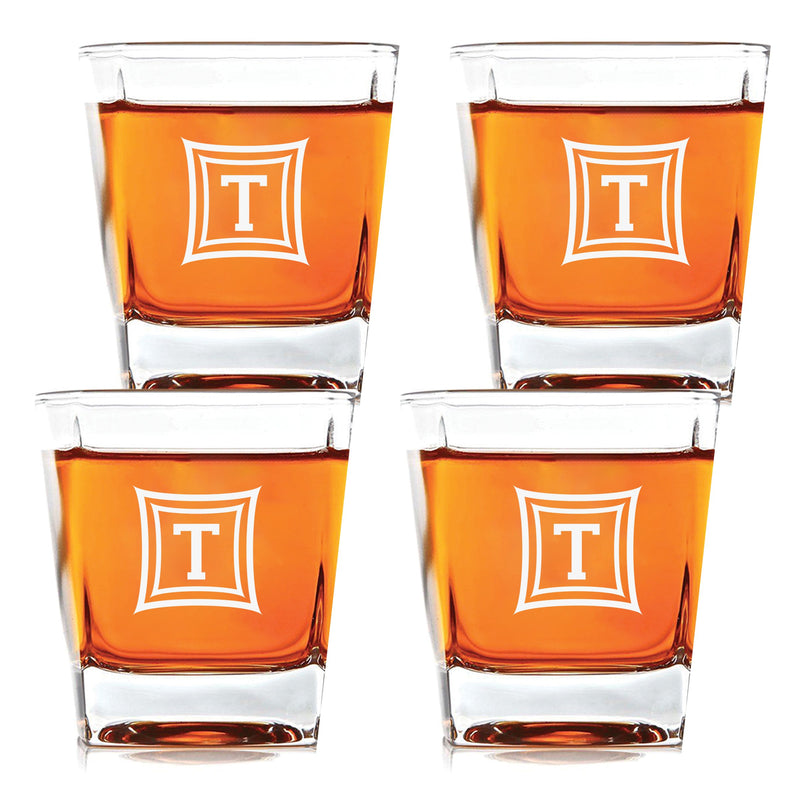 Personalized Simple Initial Scotch Glass Set of 4