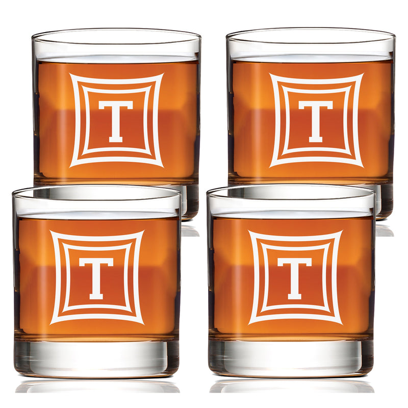 Personalized Simple Initial Scotch Glass Set of 4