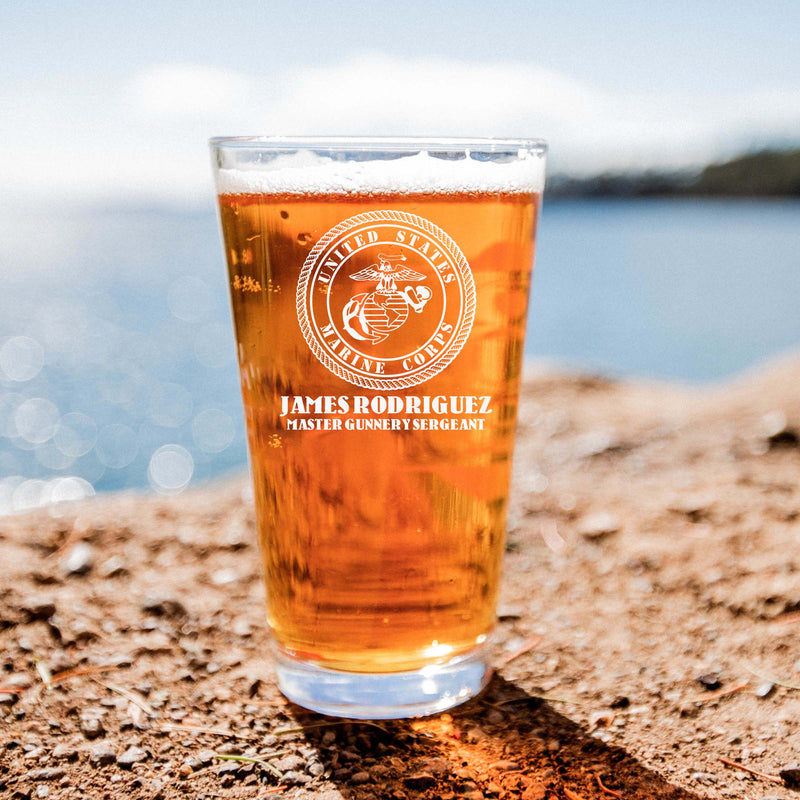 Customized US Marine Corps Single Beer Glass