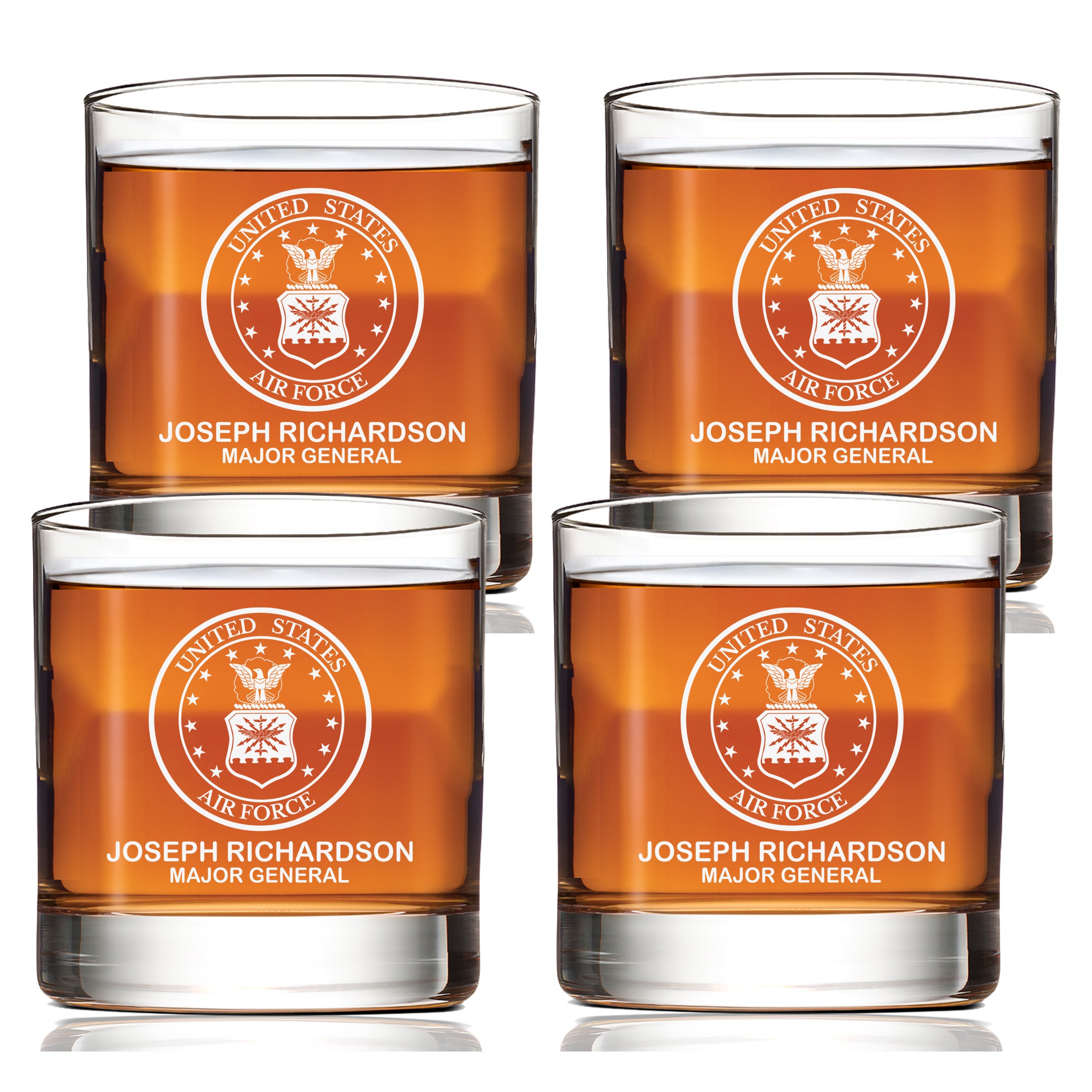 Customized Air Force Scotch Glass Set of 4