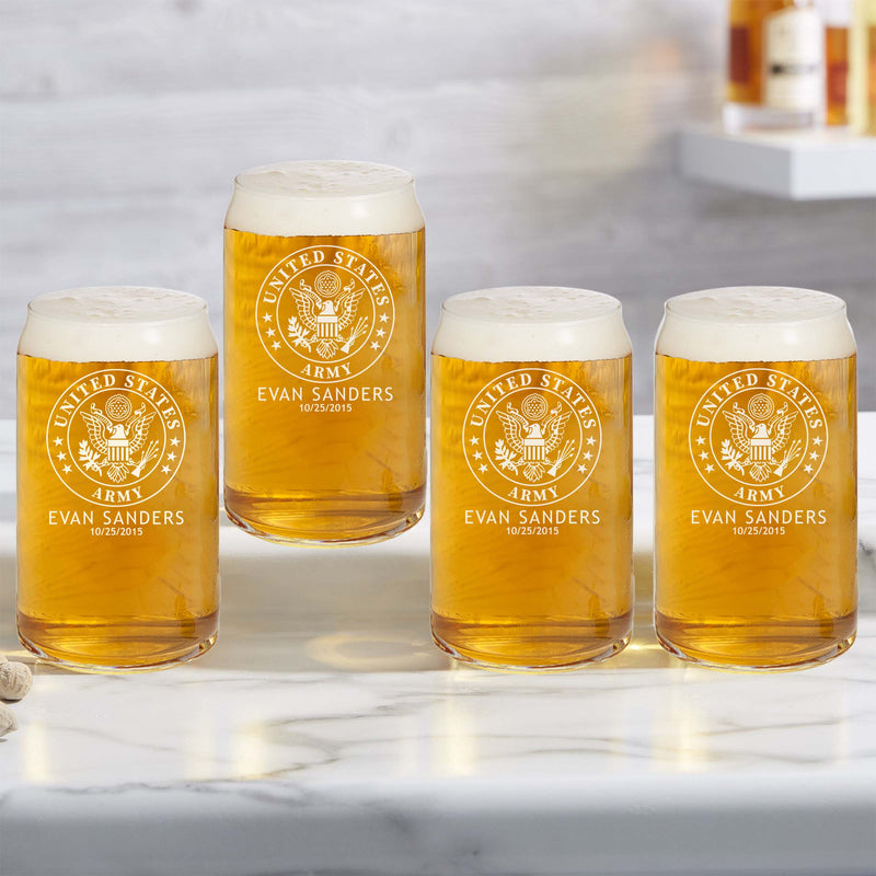 United States Army Engraved Beer Glass Set