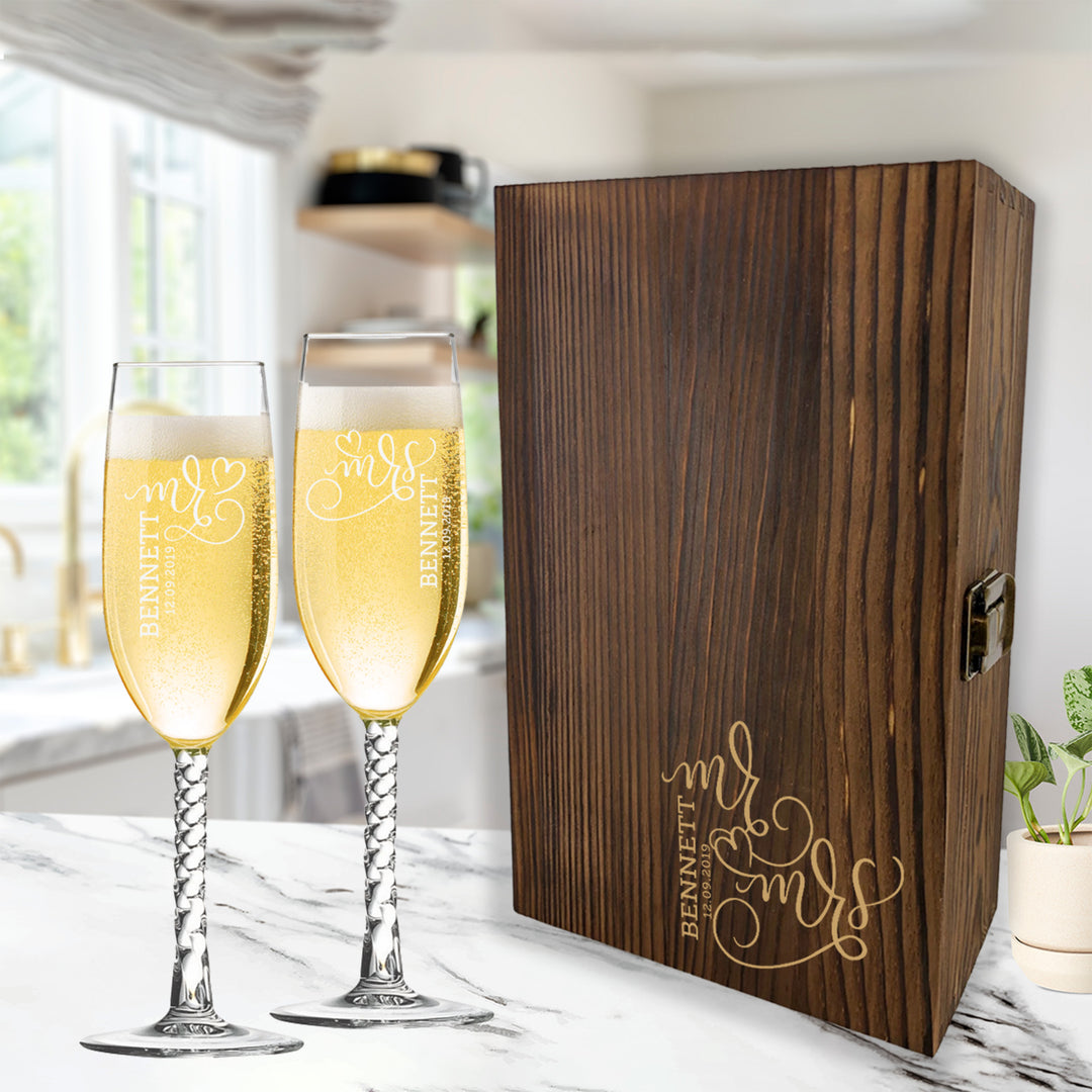 Customized Wedding Toast Flute Box Set