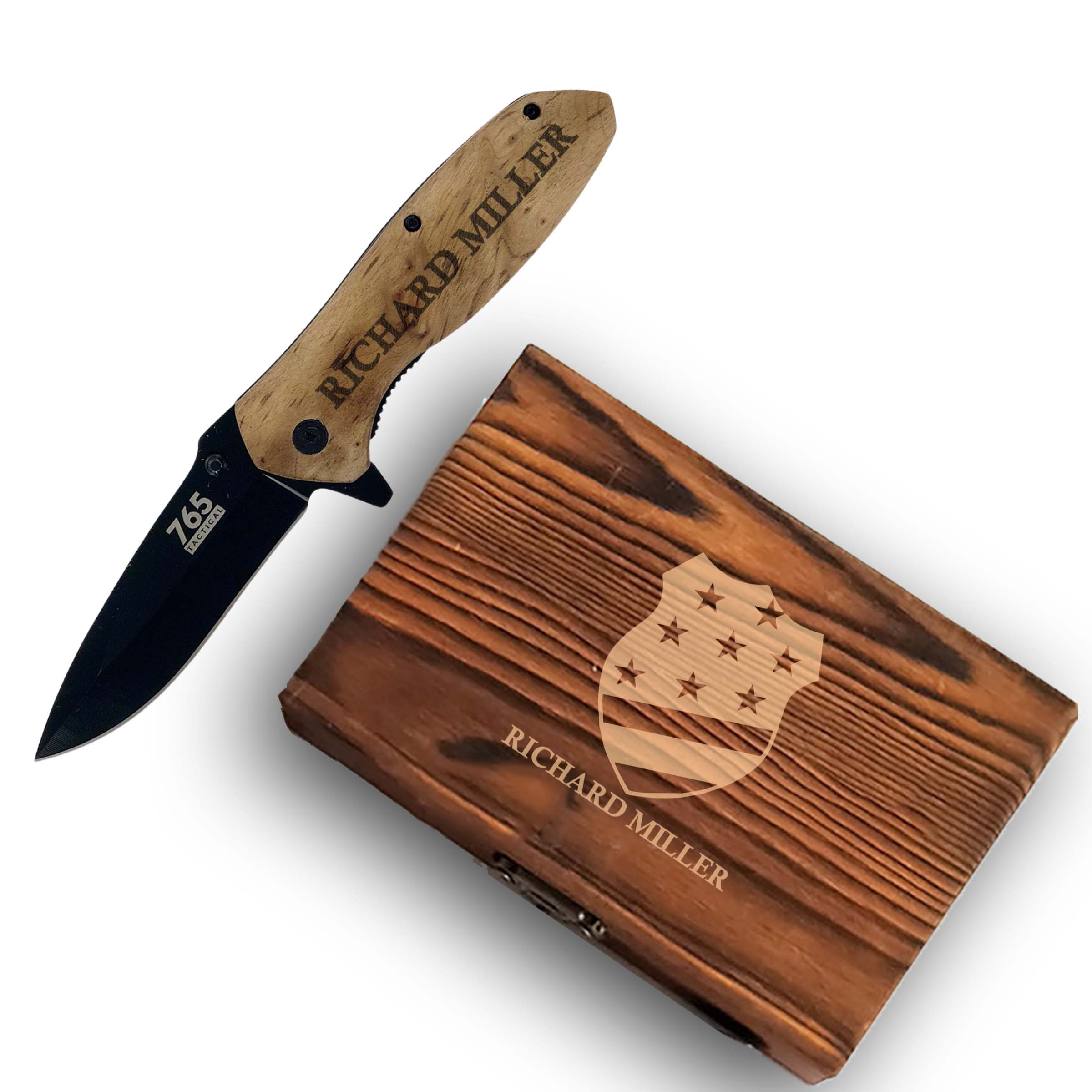 Personalized Police Badge Pocket Knife and Box Option