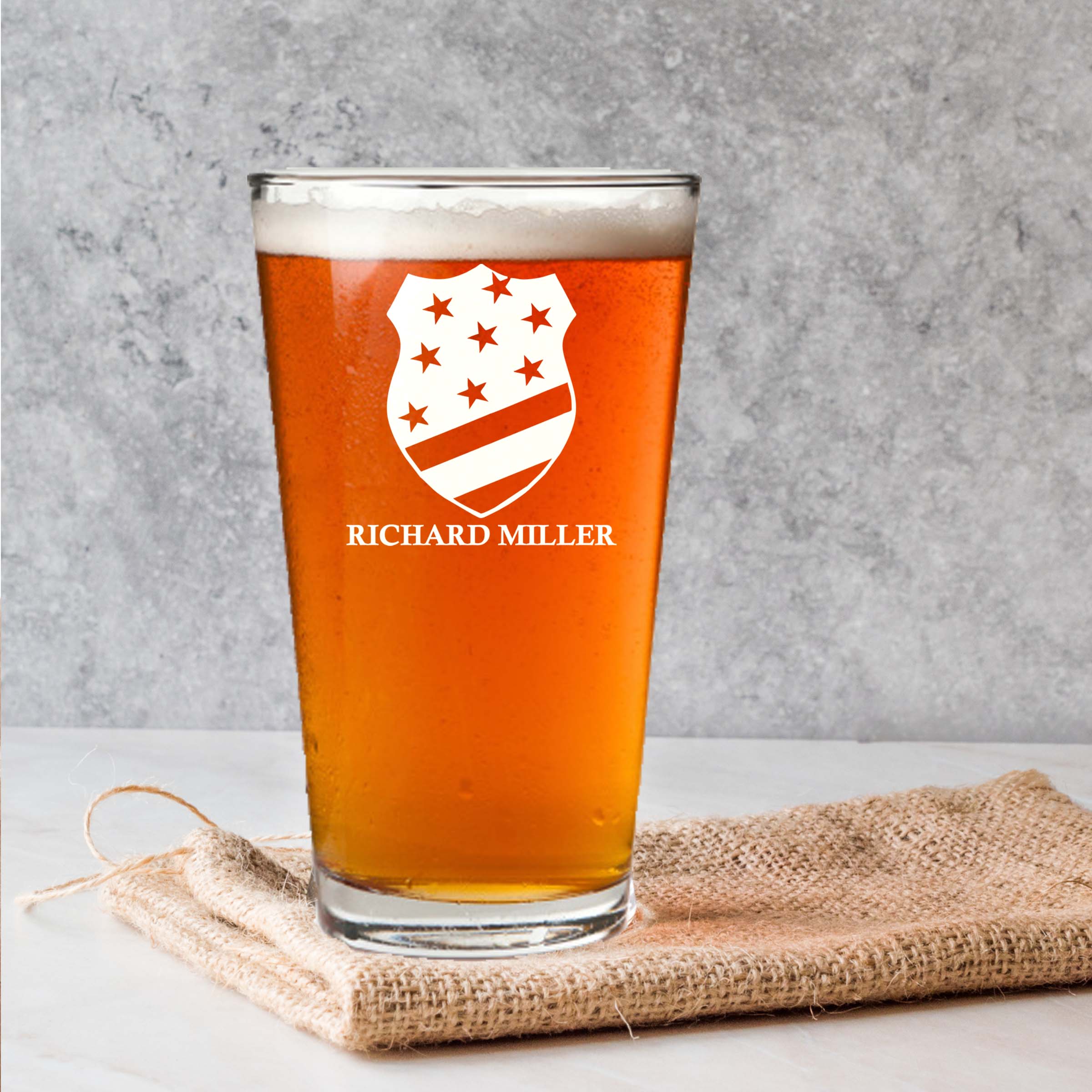 Personalized Police Badge Single Beer Glass