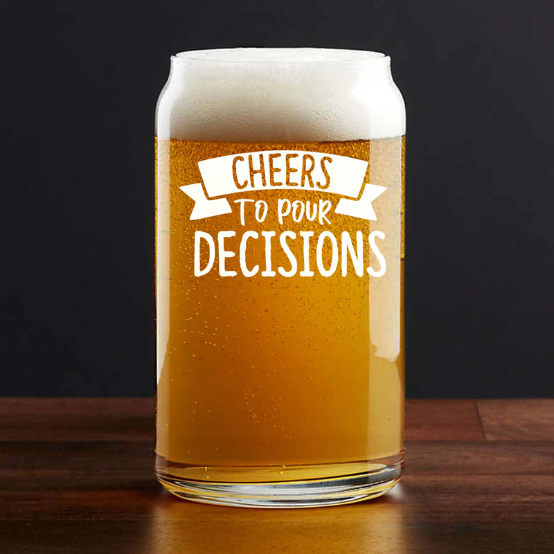 Personalized Cheers to Pour Decisions Single Beer Glass